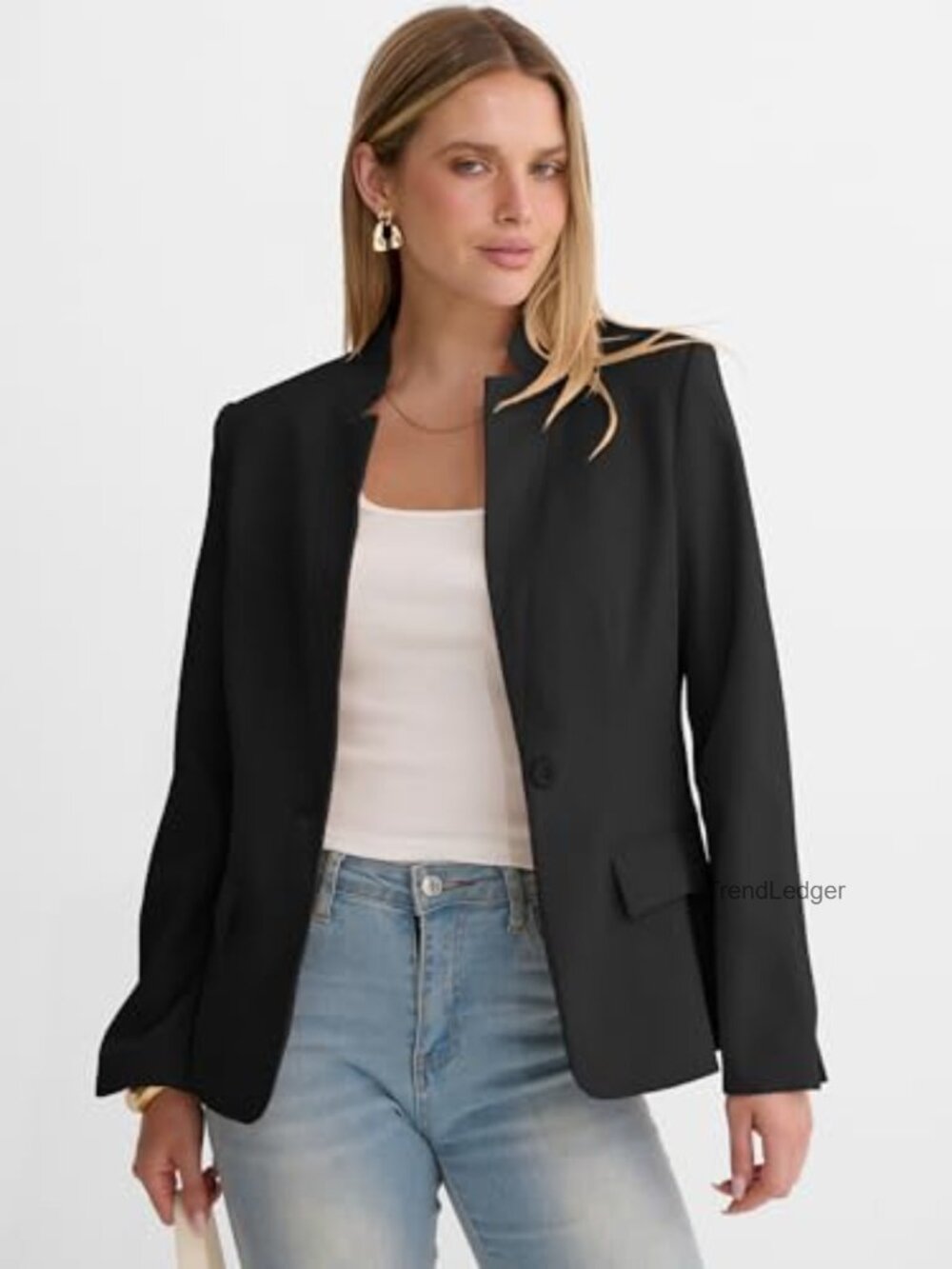 Womens Blazer Business Casual Long Sleeve Lapel Open Front Suit Jacket Dressy - Picture 6 of 7